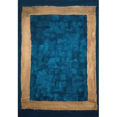 MIXED MEDIA SU TELA MAURO MASETTI ' DEEP BLUE ' dimensioni L 70 x H 100 cm.