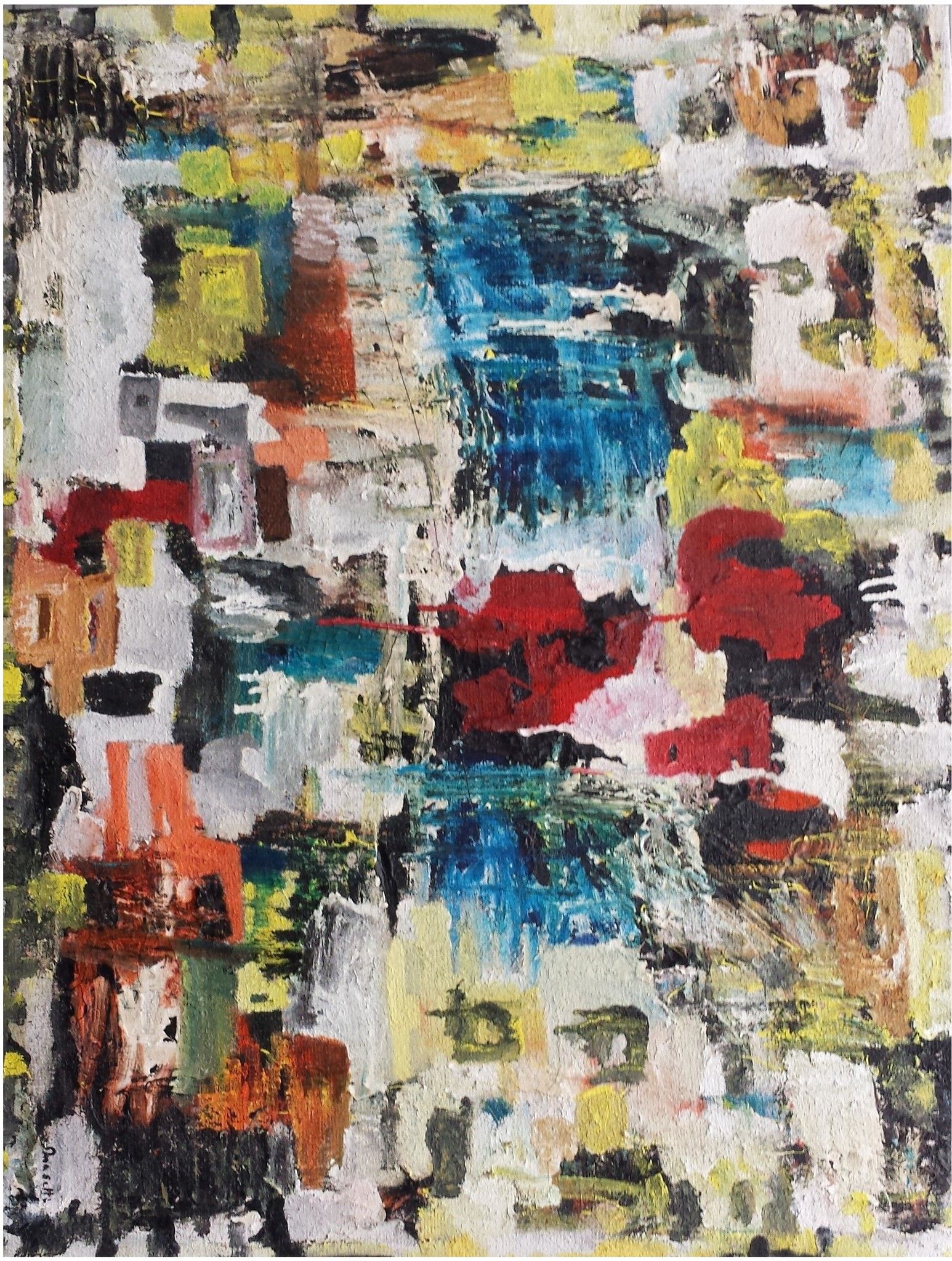 MIXED MEDIA SU TELA  MAURO MASETTI ' NO NAME '  dimensioni L 70 x H 91 cm.