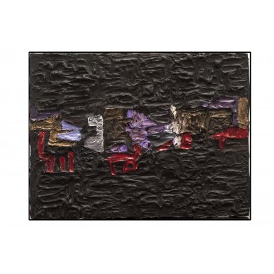 MIXED MEDIA SU TELA MAURO MASETTI ' CAROVANA ' dimensioni L 40 x H 30 cm.