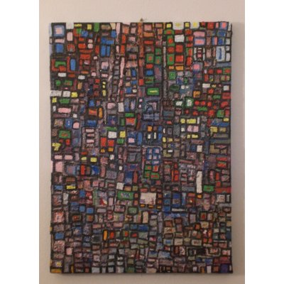 MIXED MEDIA SU TELA MAURO MASETTI ' QUARTIERI ' dimensioni L 52, 5 x H 72 cm.