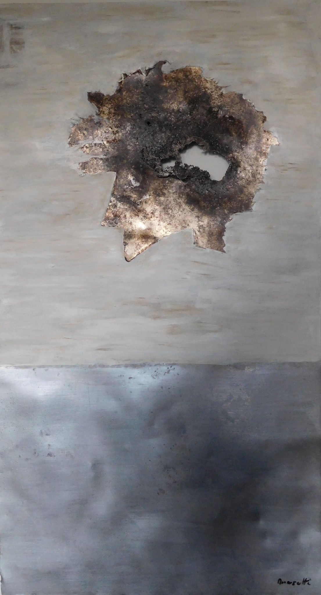 MIXED MEDIA  MAURO MASETTI ' L 'OSSERVATORE '  dimensioni L 56 x H 100 cm.