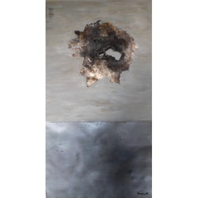 MIXED MEDIA MAURO MASETTI ' L 'OSSERVATORE ' dimensioni L 56 x H 100 cm.