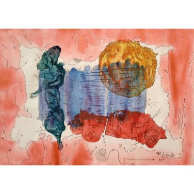 MIXED MEDIA SU CARTA MASSIMO PODESTA' ' SENZA TITOLO ' dimensioni L 29,7 x H 42 cm.