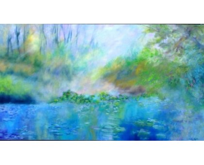 OIL ON CANVAS MIRELLA SCOTTON " POESIA DEL SILE " size L 160 x H 90 cm.