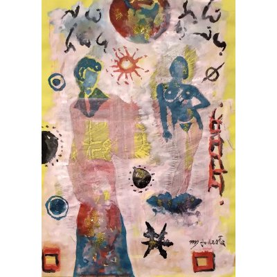 MIXED MEDIA SU CARTA MASSIMO PODESTA' ' ELEGANZA ' dimensioni L 34,7 x H 24,7 cm.