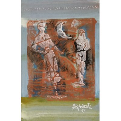 MIXED MEDIA SU CARTA MASSIMO PODESTA' ' ROUGHE ' dimensioni L 38 x H 25 cm.