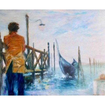 OLIO SU TELA MIRELLA SCOTTON ' ANONIMO VENEZIANO ' dimensioni L 120 x H 100 cm.