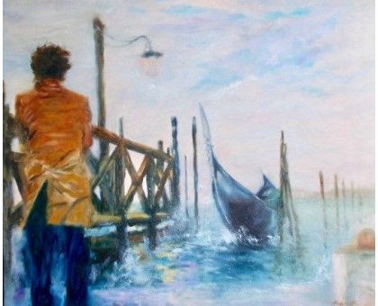 OLIO SU TELA MIRELLA SCOTTON ' ANONIMO VENEZIANO ' dimensioni L 120 x H 100 cm.