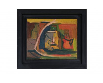 OLIO SU TELA-SACCO SU TELA NICA DEGAN ' FANTASIA ' dimensioni L 40 x H 50 cm.