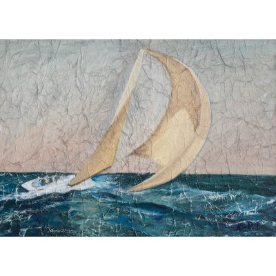 MIXED MEDIA SU TELA NICA DEGAN ' LE ALI DEL VENTO ' dimensioni L 50 x H 70 cm.