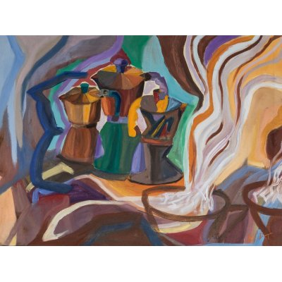 OLIO SU TELA NICA DEGAN ' AROMA CAFFE' ' dimensioni L 50 x H 70 cm.