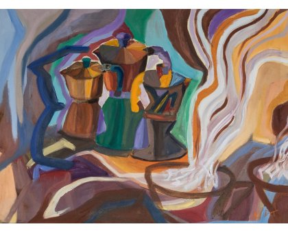 OLIO SU TELA NICA DEGAN ' AROMA CAFFE' ' dimensioni L 50 x H 70 cm.