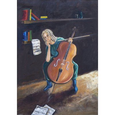 OLIO SU TELA NICA DEGAN ' PAUSA ' dimensioni L 50 x H 70 cm.