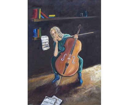 OLIO SU TELA NICA DEGAN ' PAUSA ' dimensioni L 50 x H 70 cm.