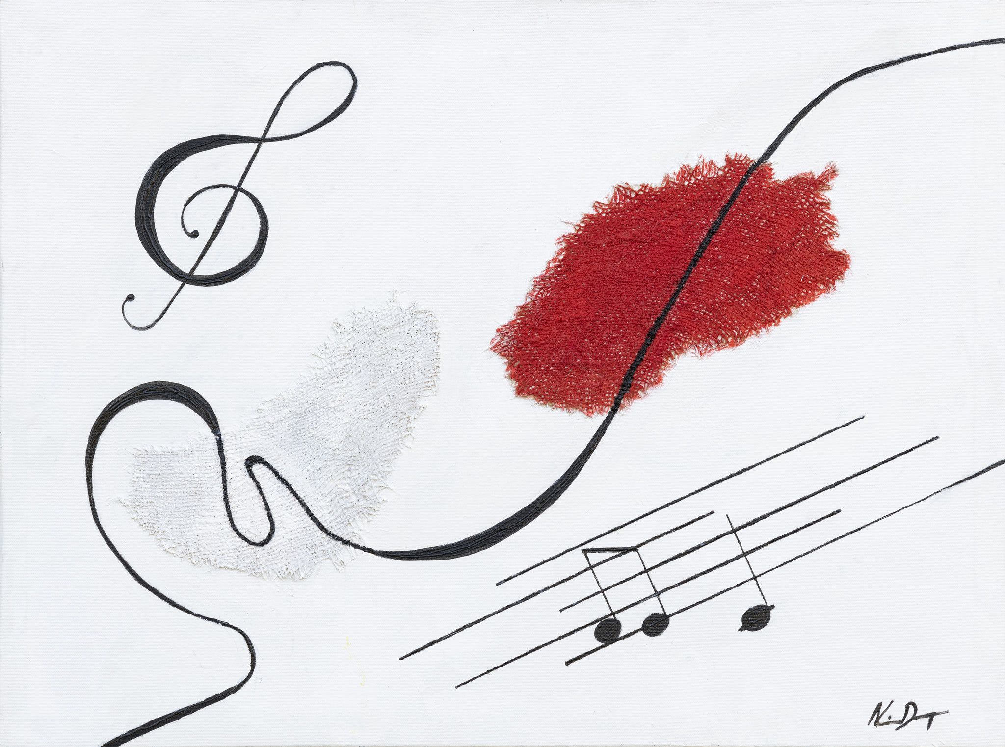 MIXED MEDIA SU TELA   NICA DEGAN ' SINFONIA '  dimensioni L 60 x H 80 cm.