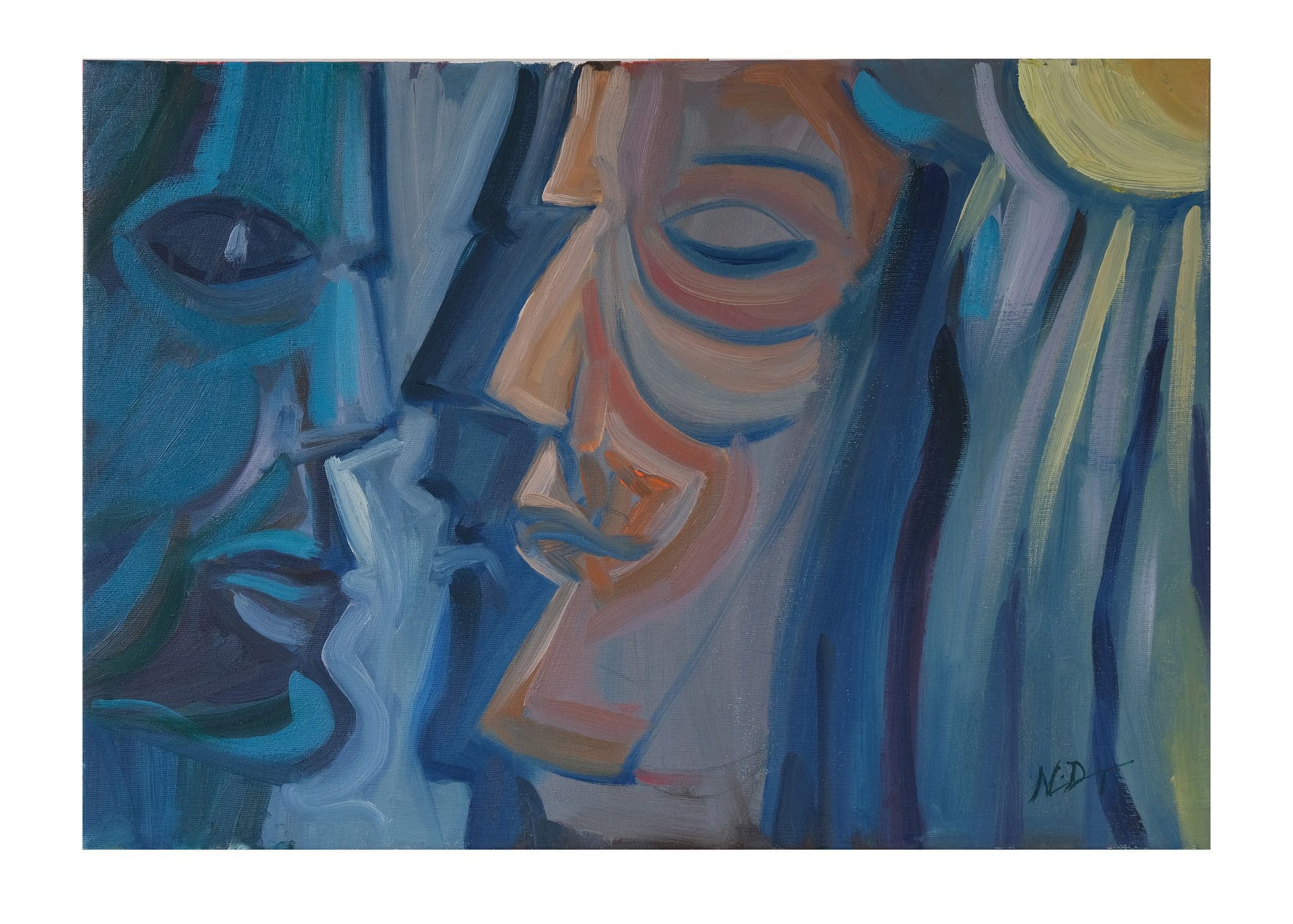 OLIO SU TELA  NICA DEGAN ' VOLTI '  dimensioni L 50 x H 70 cm.
