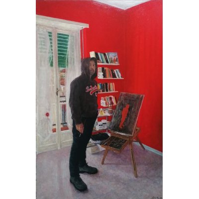 OLIO SU TELA FABRIZIO SPATARO ' SVELATE ILLUSIONI ' dimensioni L 45 x H 70 cm.