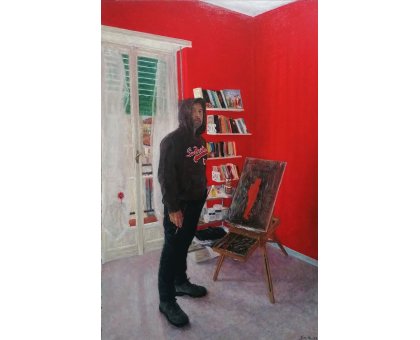 OLIO SU TELA FABRIZIO SPATARO ' SVELATE ILLUSIONI ' dimensioni L 45 x H 70 cm.