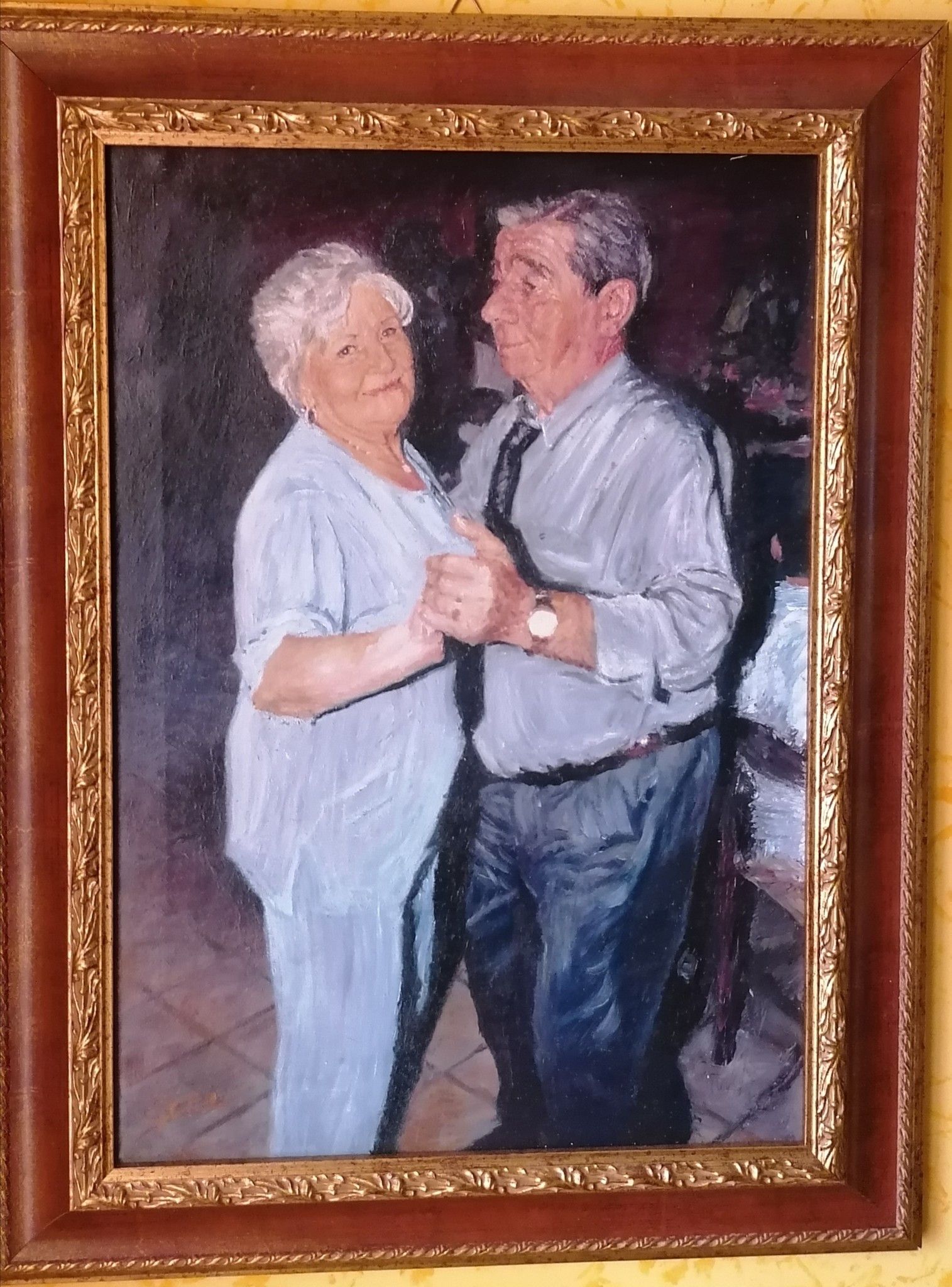 OLIO SU TELA  FABRIZIO SPATARO ' COPPIA AL BALLO '  dimensioni L 35 x H 50 cm.