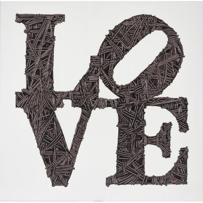 MIXED MEDIA SU TELA ERIKA MARCHI ' I LOVE INDIANA BW ' dimensioni L 50 x H 50 cm.