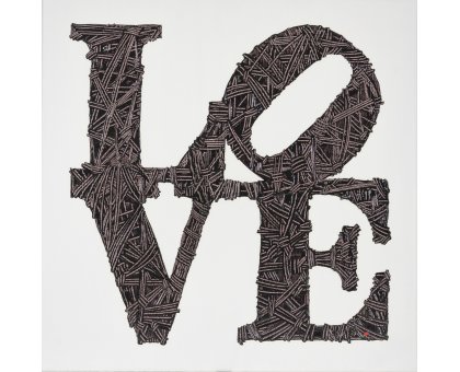 MIXED MEDIA SU TELA ERIKA MARCHI ' I LOVE INDIANA BW ' dimensioni L 50 x H 50 cm.