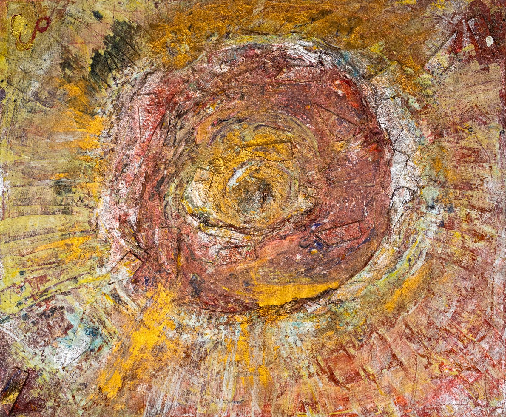 MIXED MEDIA SU TELA  PAOLA HULLER ' MESSAGGIO NELLA BOTTIGLIA N. 95 '  dimensioni L 50 x H 60 cm.