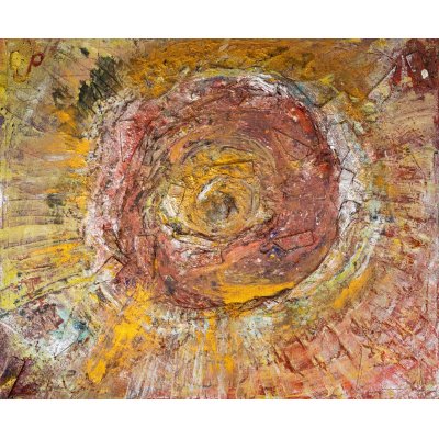 MIXED MEDIA SU TELA PAOLA HULLER ' MESSAGGIO NELLA BOTTIGLIA N. 95 ' dimensioni L 50 x H 60 cm.