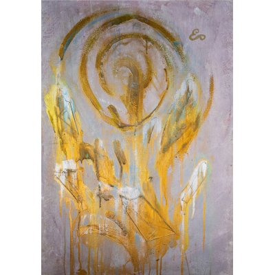 MIXED MEDIA SU TELA PAOLA HULLER ' MESSAGGIO NELLA BOTTIGLIA N. 83 ' dimensioni L 100 x H 70 cm.