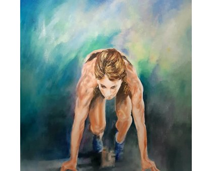 OLIO SU TELA MIRELLA SCOTTON " READY GO " dimensioni L 100 x H 120 cm.