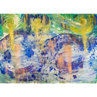 MIXED MEDIA SU TELA PAOLA HULLER ' MESSAGGIO NELLA BOTTIGLIA N. 138 ' dimensioni L 73 x H 100 cm.