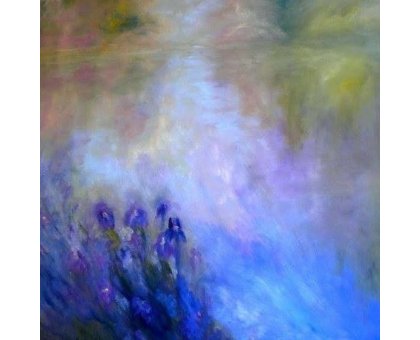 OIL ON CANVAS MIRELLA SCOTTON " IRIS " size L 80 x H 80 cm.