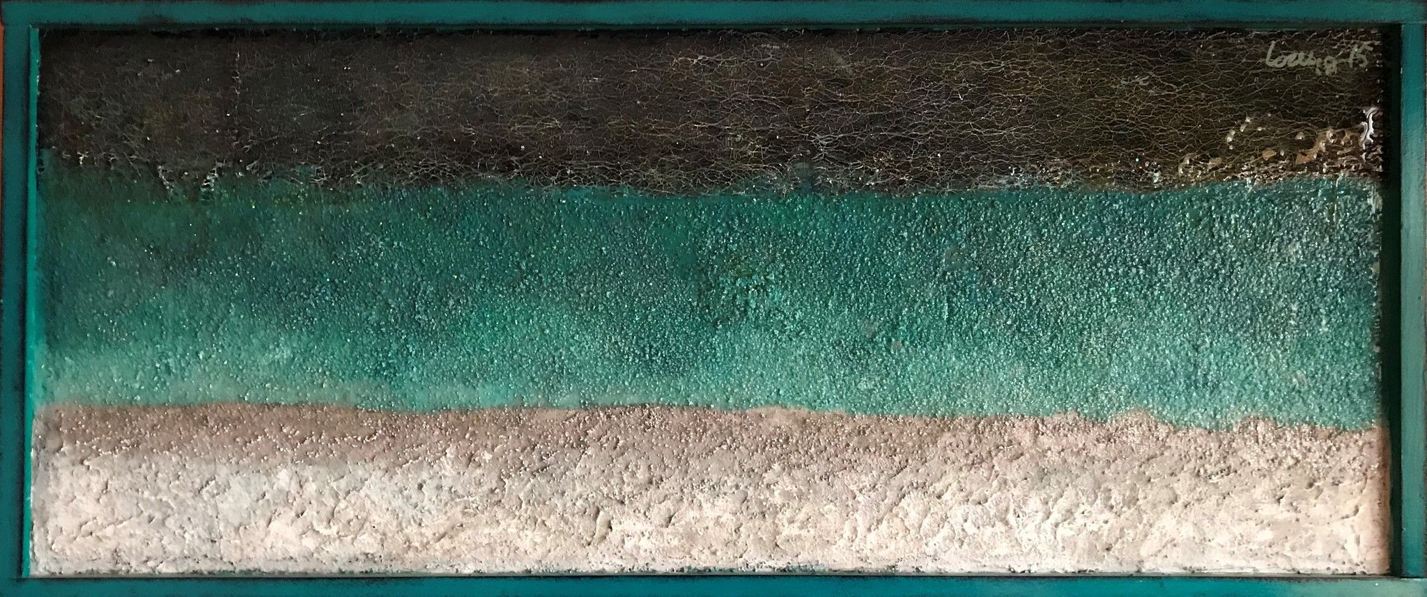 MIXED MEDIA SU TAVOLA  LORENA PREMOLI ' BEACH '  dimensioni L 78 x H 34 cm.