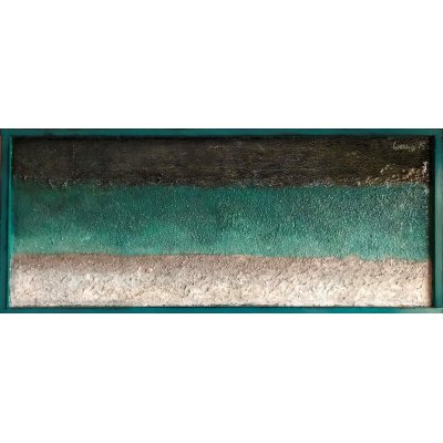 MIXED MEDIA SU TAVOLA LORENA PREMOLI ' BEACH ' dimensioni L 78 x H 34 cm.