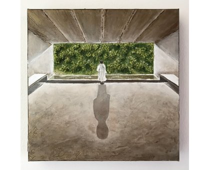 MIXED MEDIA SU TELA LORENA PREMOLI ' PEACE ' dimensioni L 30 x H 30 cm.