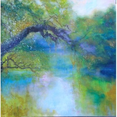 OLIO SU TELA MIRELLA SCOTTON " LEGGERA BREZZA " dimensioni L 80 x H 80 cm.