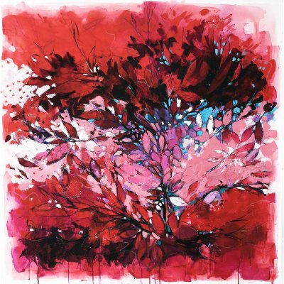 ACRILICO SU TELA ALESSANDRO ANDREUCCETTI ' PURPLE MAZE ' dimensioni L 100 x H 100 cm.