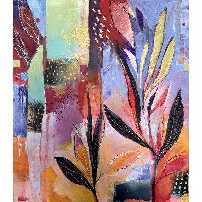 ACRILICO SU TAVOLA ALESSANDRO ANDREUCCETTI ' RED PASSION ' dimensioni L 33 x H 29 cm.