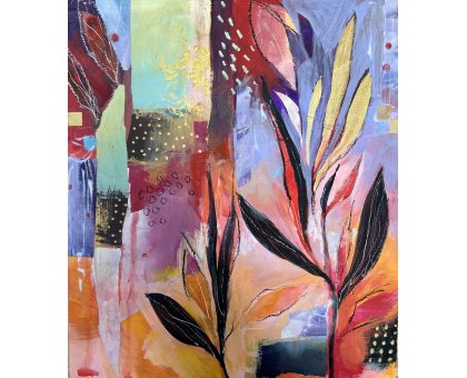 ACRILICO SU TAVOLA ALESSANDRO ANDREUCCETTI ' RED PASSION ' dimensioni L 33 x H 29 cm.