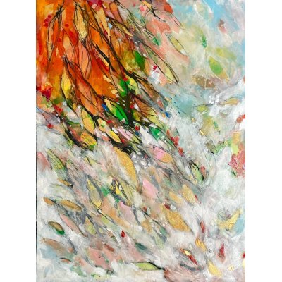 ACRILICO SU TELA ALESSANDRO ANDREUCCETTI ' LE FOGLIE CADONO IN AUTUNNO ' dimensioni L 60 x H 80 cm.