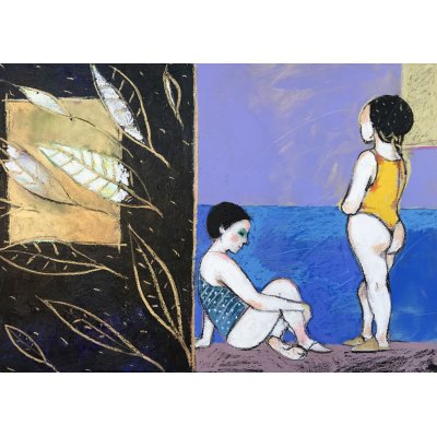 ACRILICO SU TAVOLA ALESSANDRO ANDREUCCETTI ' RICORDI DELL 'ULTIMA ESTATE ' dimensioni L 50 x H 70 cm.