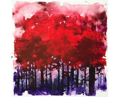 ACRILICO SU TELA ALESSANDRO ANDREUCCETTI ' ALBERI MAGICI ' dimensioni L 60 x H 60 cm.