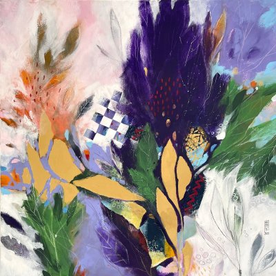 ACRILICO SU TELA ALESSANDRO ANDREUCCETTI ' PURPLE MOOD ' dimensioni L 60 x H 60 cm.