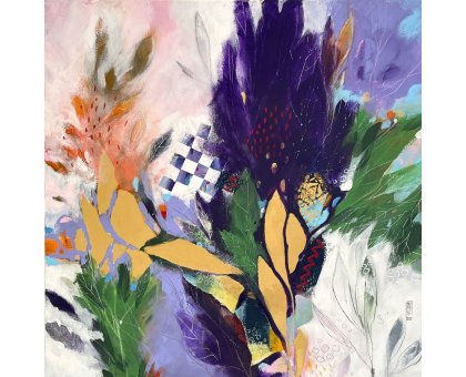 ACRILICO SU TELA ALESSANDRO ANDREUCCETTI ' PURPLE MOOD ' dimensioni L 60 x H 60 cm.