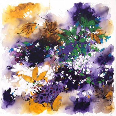 ACRILICO SU TELA ALESSANDRO ANDREUCCETTI ' VIOLET ' dimensioni L 100 x H 100 cm.