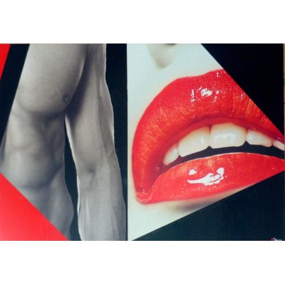 MIXED MEDIA FERNANDO TAM ' LEI E LUI 1 ' dimensioni L 70 x H 100 cm.