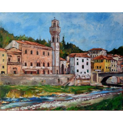 OLIO SU TELA DANIELE ALBATICI ' SANTA SOFIA ' dimensioni L 50 x H 40 cm.