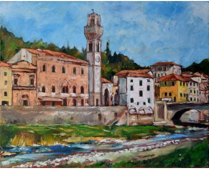 OLIO SU TELA DANIELE ALBATICI ' SANTA SOFIA ' dimensioni L 50 x H 40 cm.