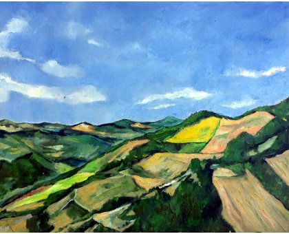 OLIO SU TELA DANIELE ALBATICI ' CIVITELLA DI FORLI' ' dimensioni L 40 x H 50 cm.
