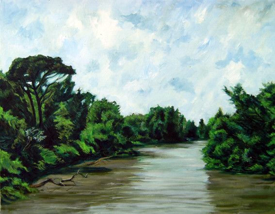 OLIO SU TELA DANIELE ALBATICI  ' IL FOSSATONE  '  dimensioni L 45 x H 35 cm.