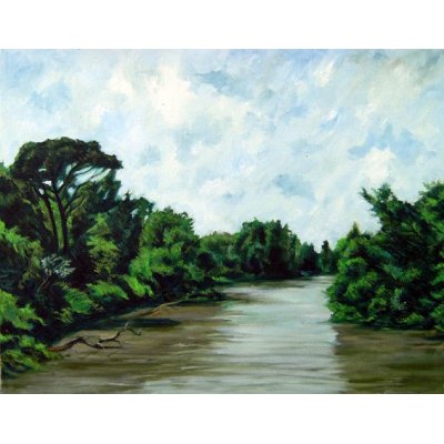 OLIO SU TELA DANIELE ALBATICI ' IL FOSSATONE ' dimensioni L 45 x H 35 cm.